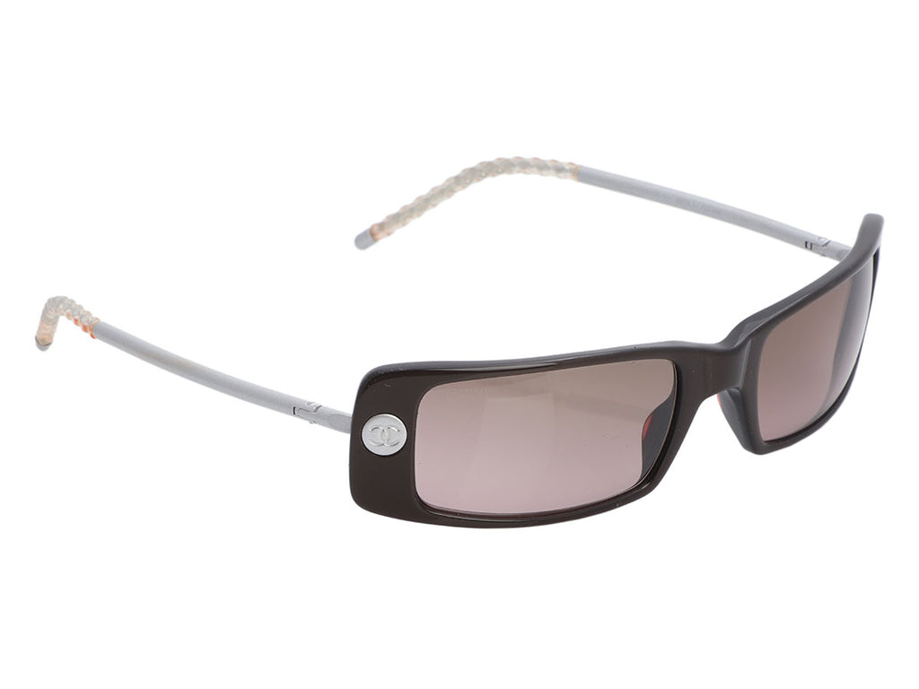 Chanel Small Brown Rectangle Sunglasses