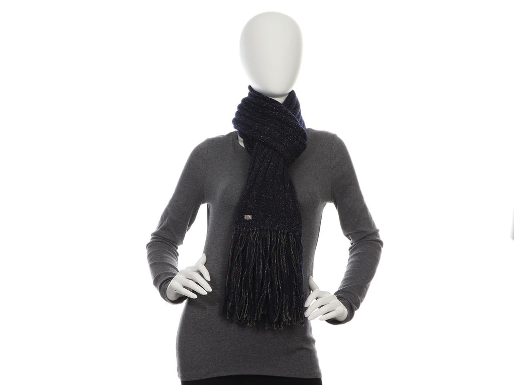 Chanel Navy Blue Knit Scarf