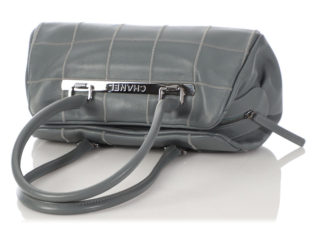 Chanel Gray Chocolate Bar-Quilted Caviar LAX Duffle