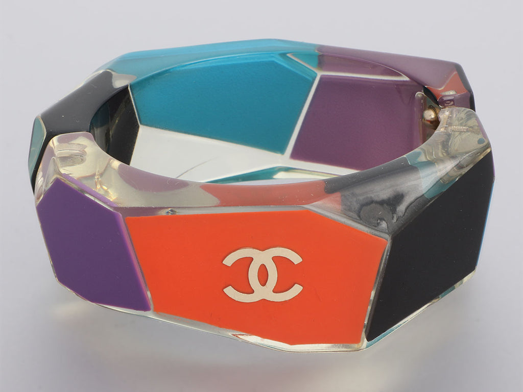 Chanel Multicolor Geometric Resin Logo Bangle