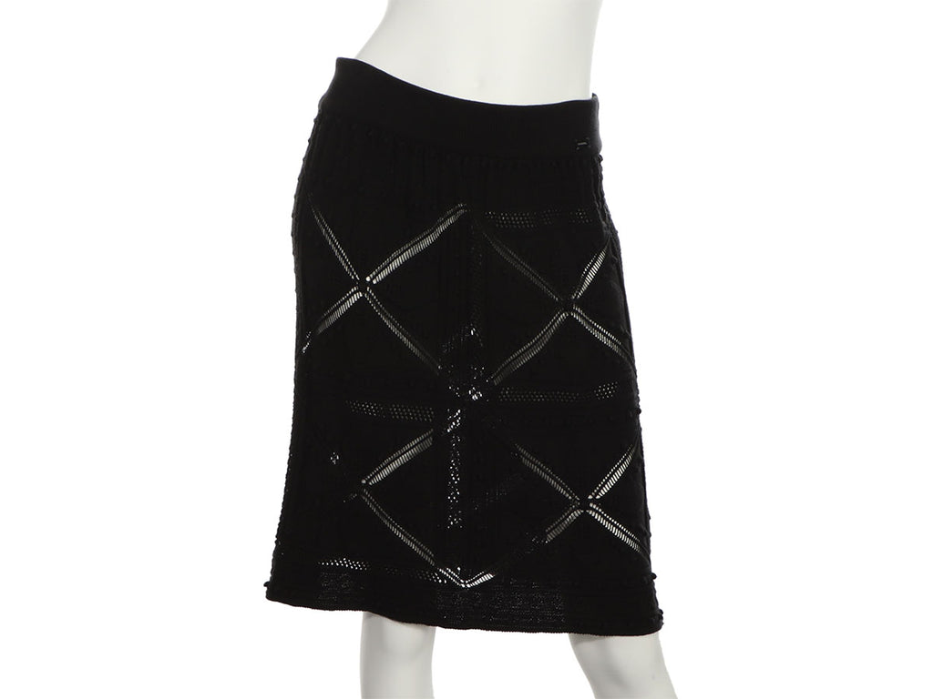 Chanel Black Cotton Knit Skirt