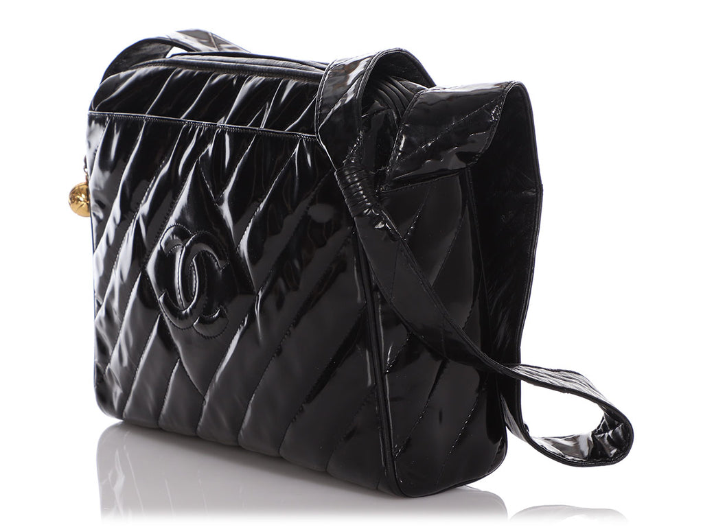 Chanel Vintage Black Patent Crossbody Bag