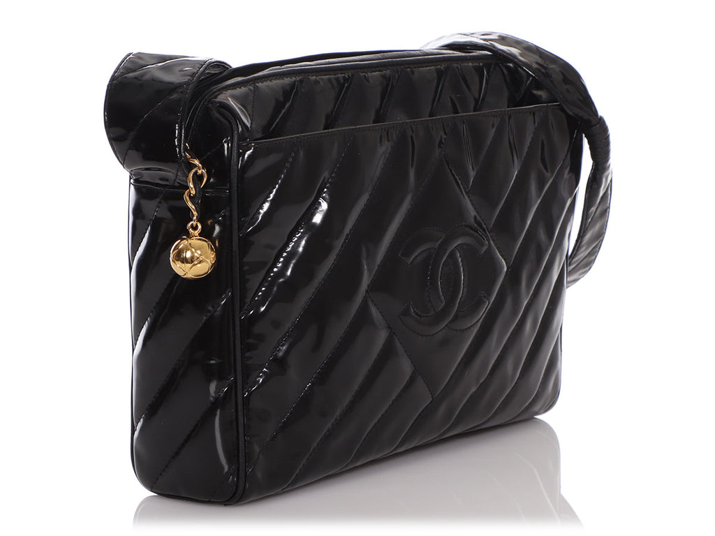 Chanel Vintage Black Patent Crossbody Bag