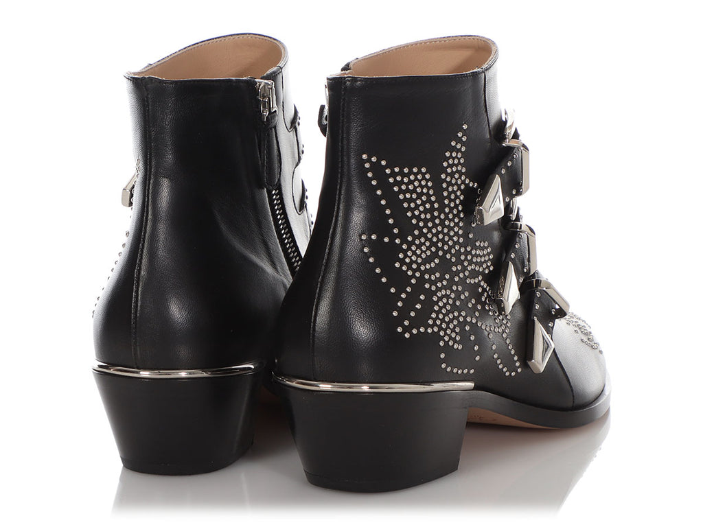 Chloé Black Studded Susanna Ankle Boots