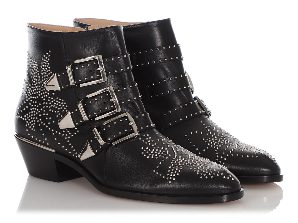 Chloé Black Studded Susanna Ankle Boots
