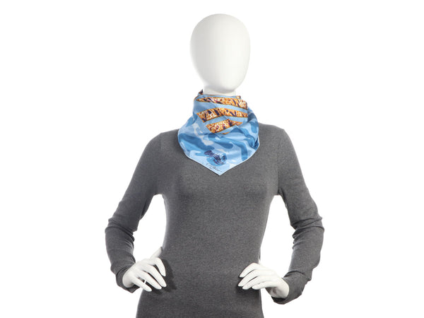 Cartier Small Blue Silk Scarf