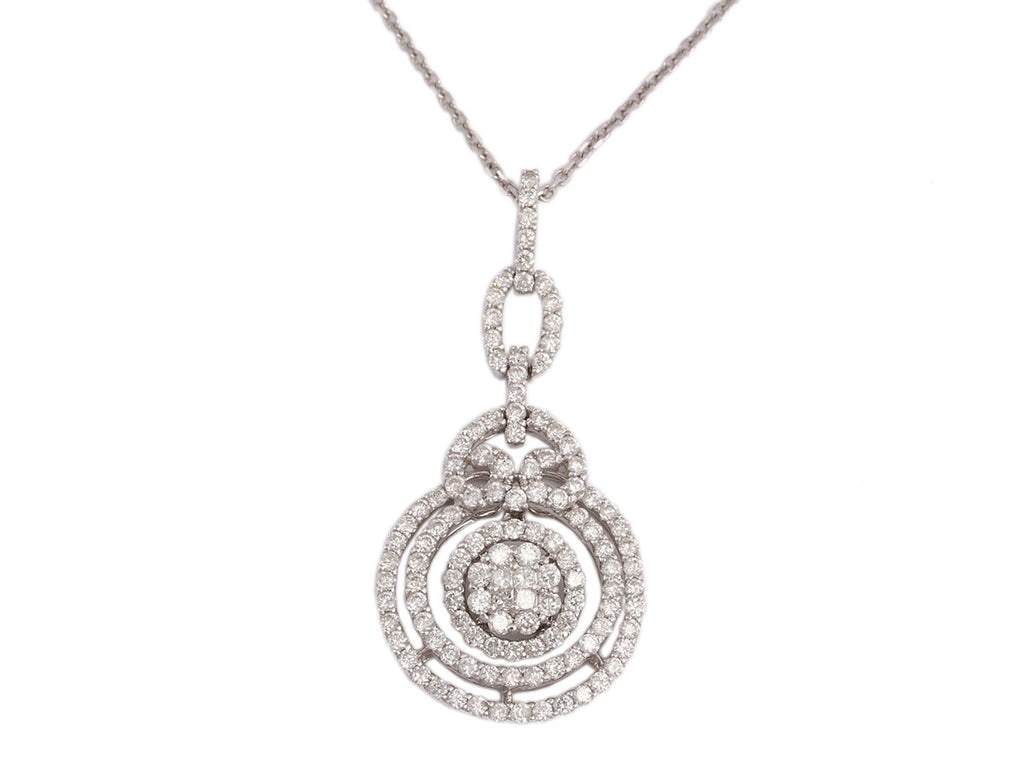 White Gold and Diamond Circle Pendant Necklace