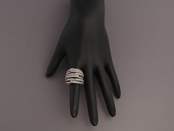 David Yurman Sterling Silver Diamond Triple Loop Labyrinth Ring