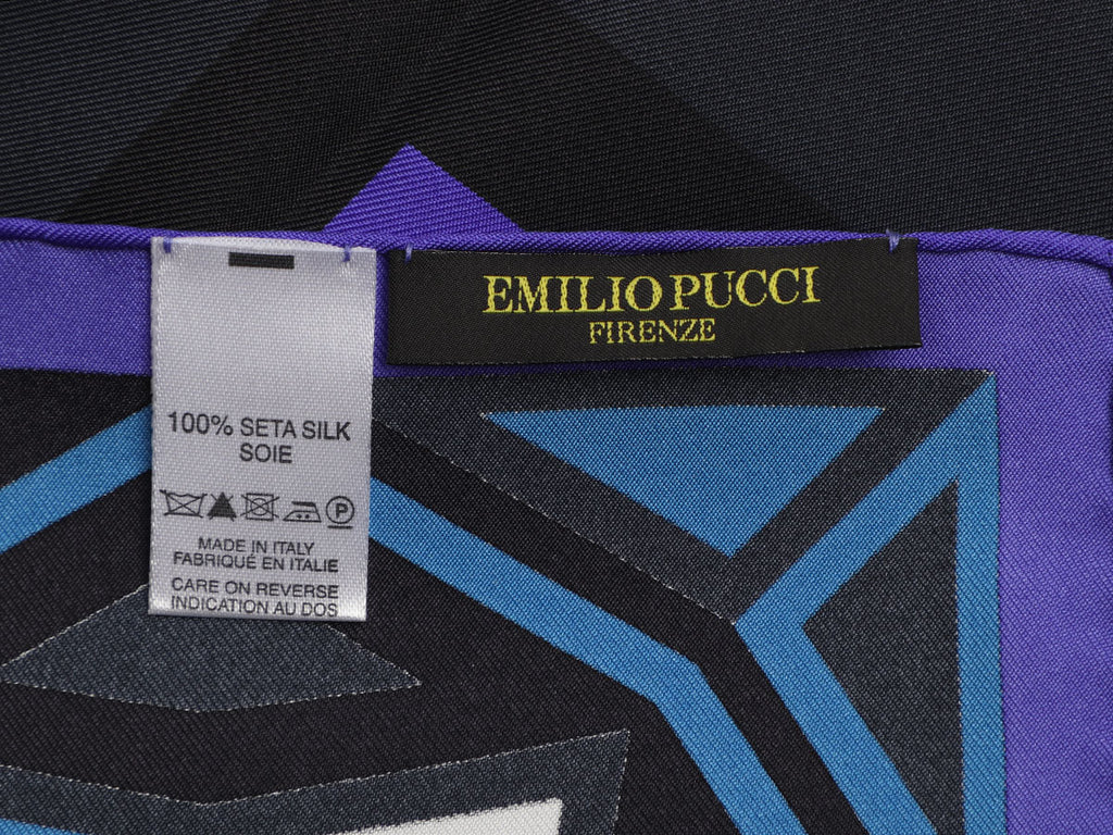 Emilio Pucci Blue Geometricle Silk Scarf