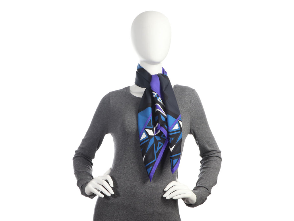 Emilio Pucci Blue Geometricle Silk Scarf