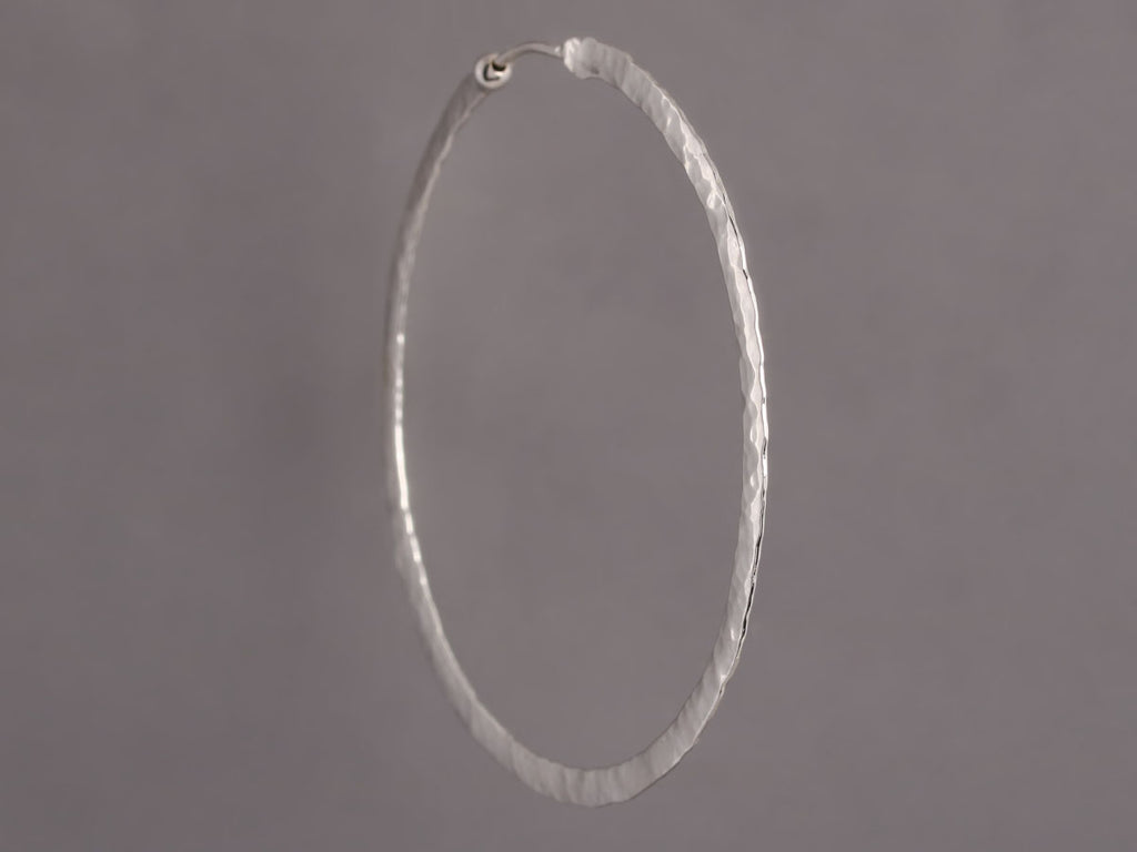 Hammered White Gold Flat Hoop Earrings