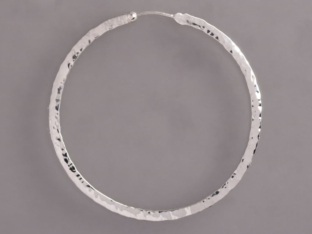 Hammered White Gold Flat Hoop Earrings