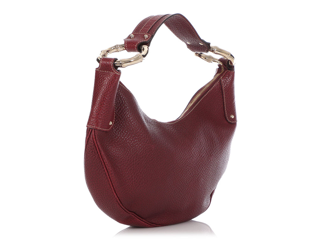 Gucci Burgundy Bamboo Ring Hobo