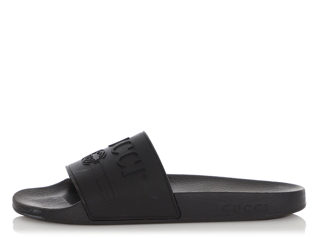 Gucci Black Rubber Pool Slides