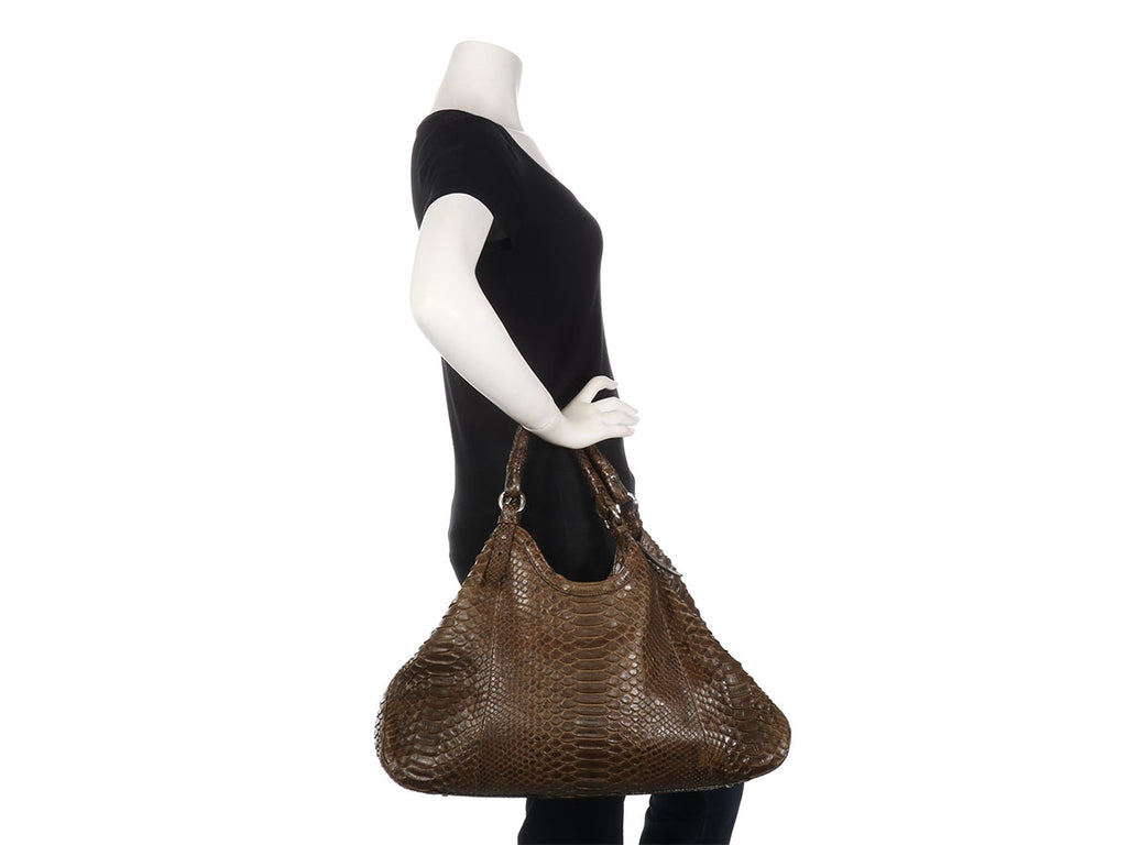 Cole Haan Olive Python Genevieve Triangle Tote