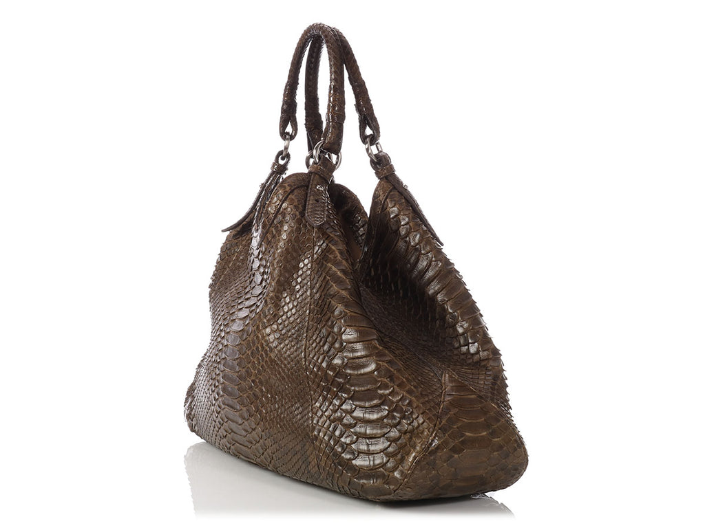 Cole Haan Olive Python Genevieve Triangle Tote