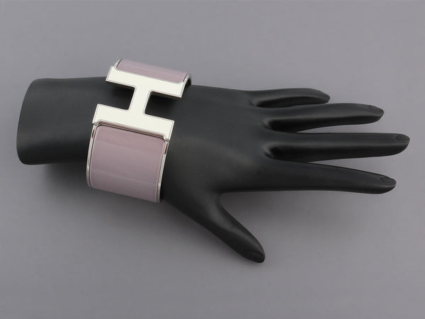 Hermès White and Plum Clic H Bracelet