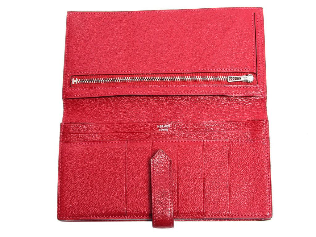 Hermès Rouge Casaque Bearn Gusset Wallet