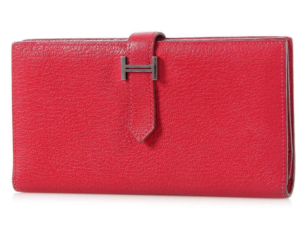 Hermès Rouge Casaque Bearn Gusset Wallet