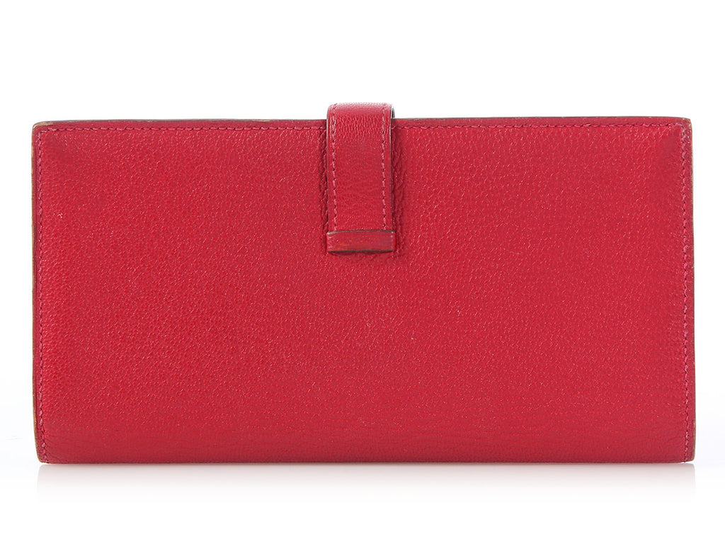 Hermès Rouge Casaque Bearn Gusset Wallet