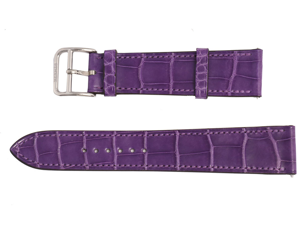 Hermès Amethyst Alligator H Hour MM Watch Strap