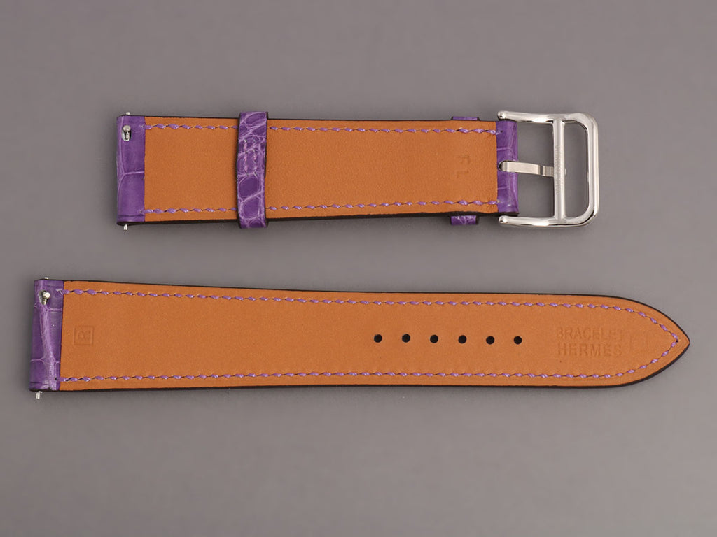 Hermès Amethyst Alligator H Hour MM Watch Strap