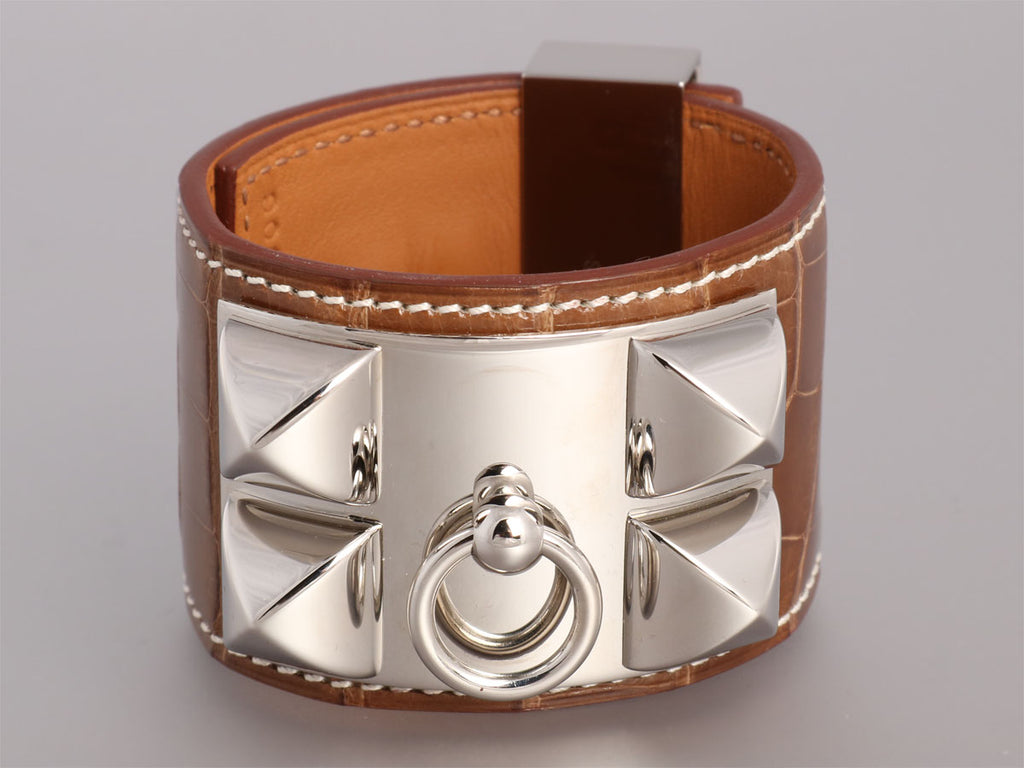 Hermès Ficelle Shiny Alligator Collier de Chien CDC Bracelet