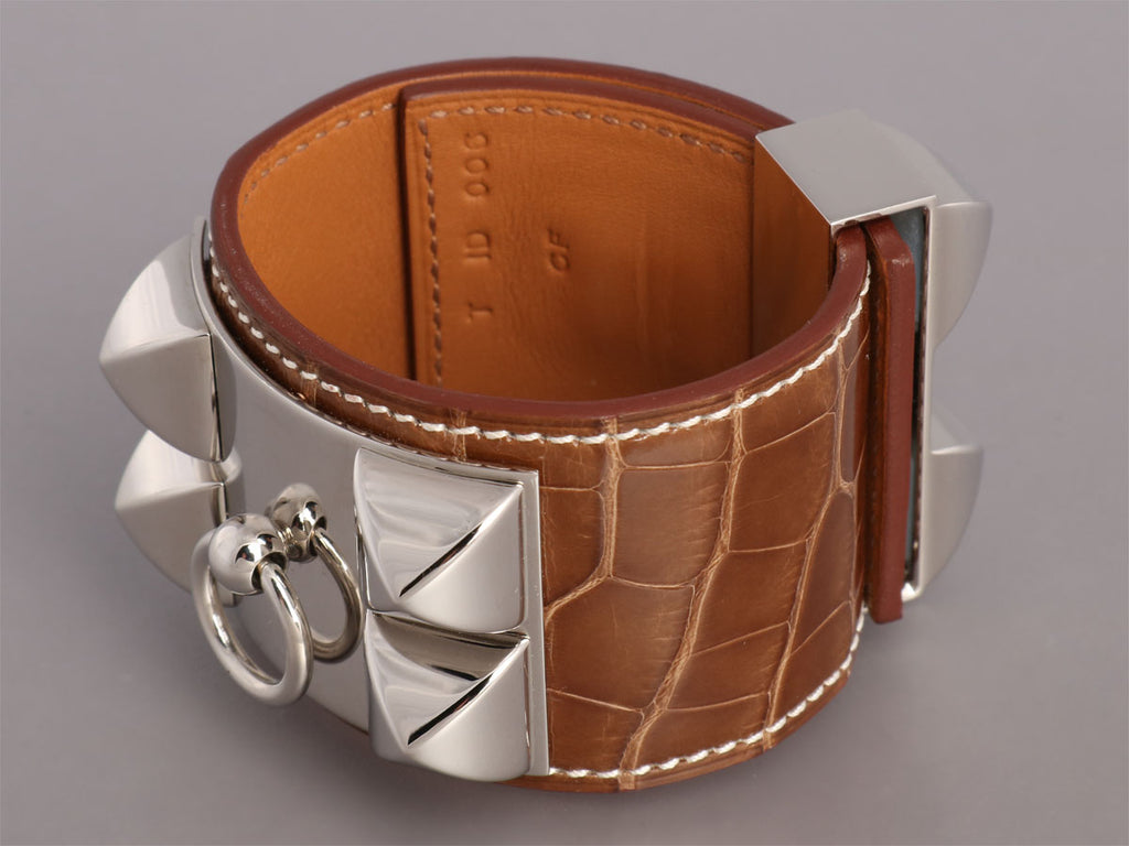 Hermès Ficelle Shiny Alligator Collier de Chien CDC Bracelet