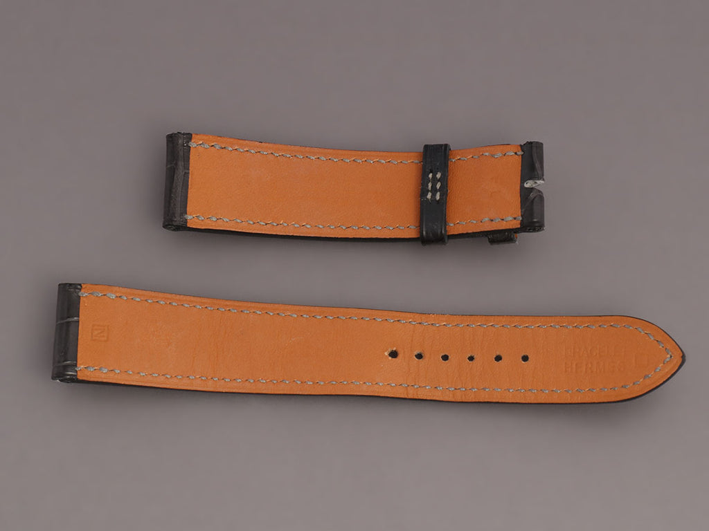 Hermès Large Graphite Matte Alligator Cape Cod Watch Strap 18mm