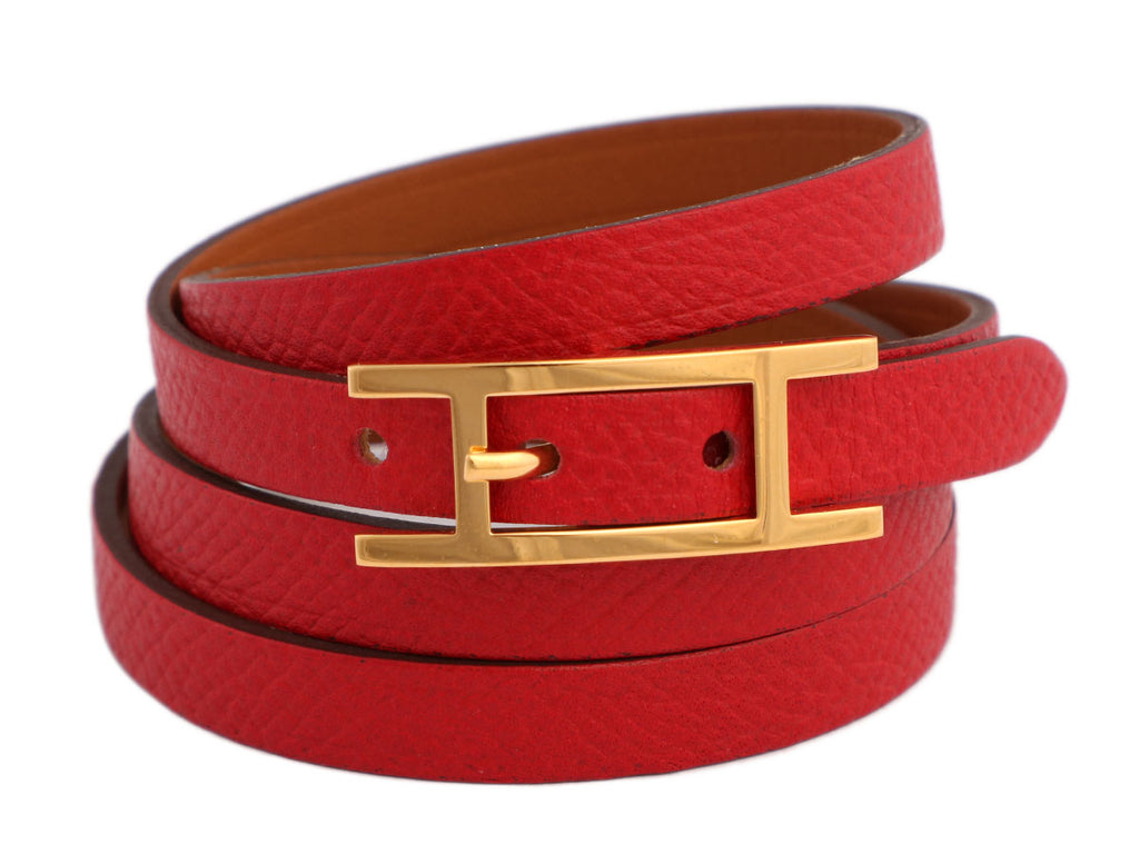 Hermès Small Red Epsom Hapi 4 Bracelet