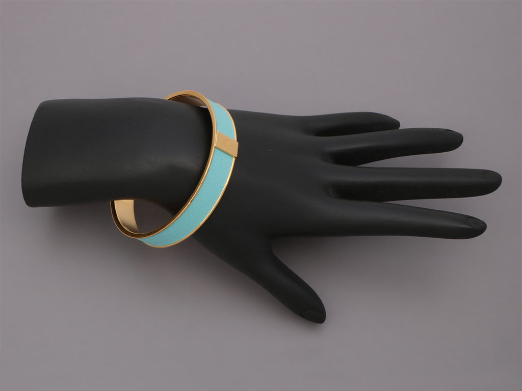 Hermès Narrow Kawaii 07 Turquoise Swift Bangle 62