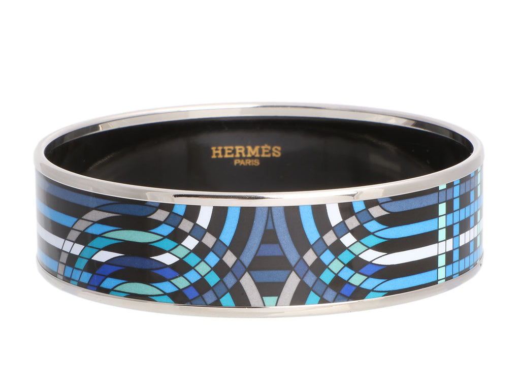 Hermès Wide Blue Enamel Bangle