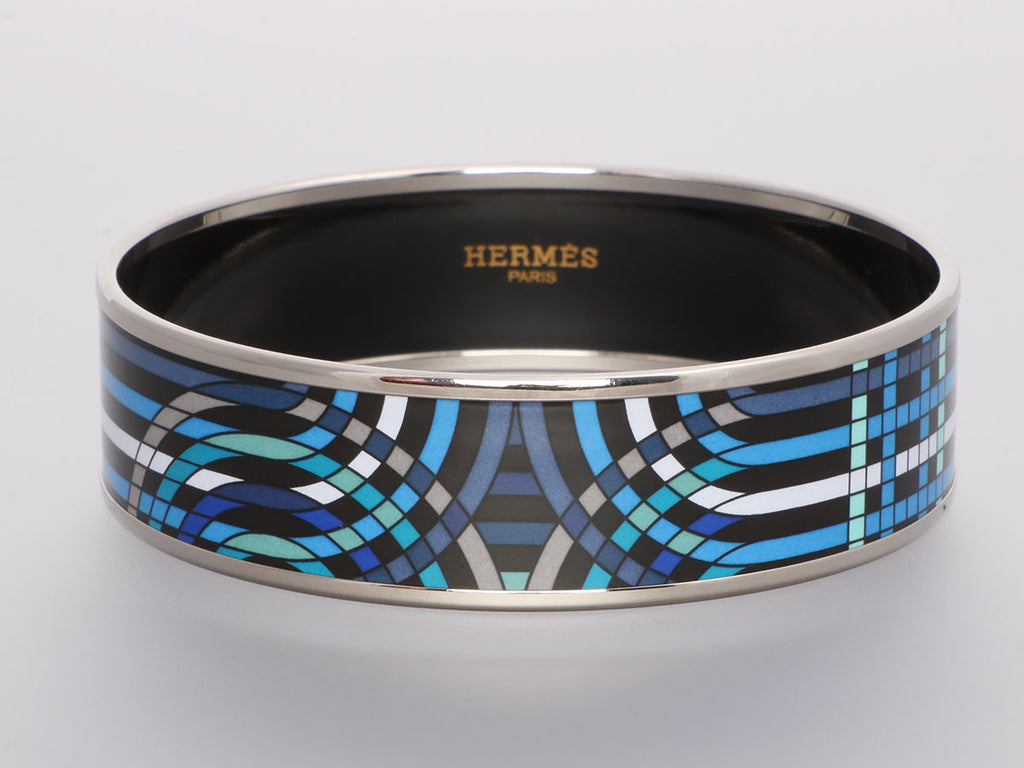 Hermès Wide Blue Enamel Bangle