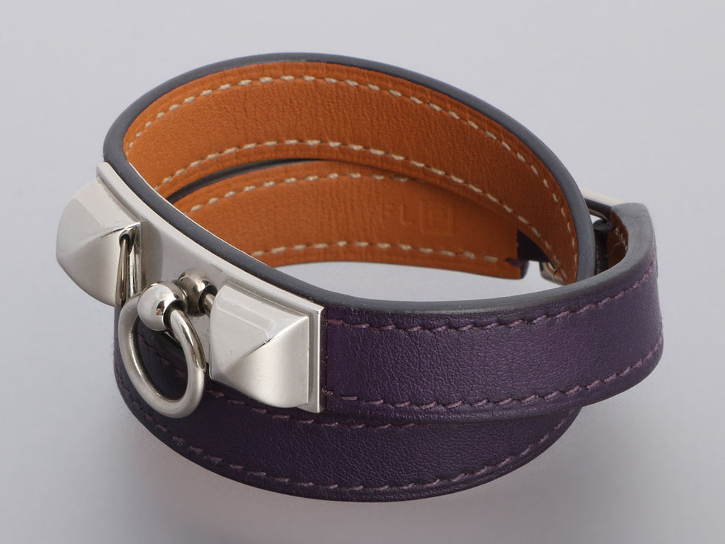 Hermès Purple Swift Rivale Double Tour Bracelet