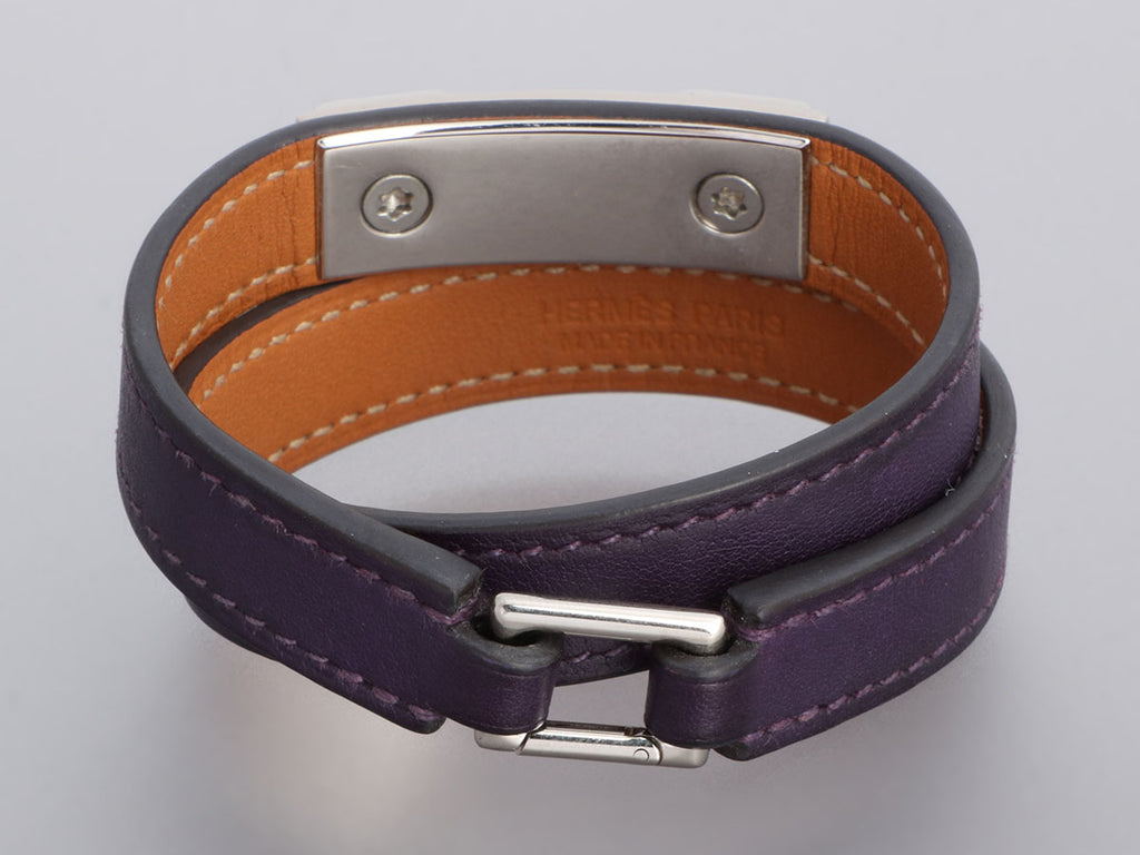 Hermès Purple Swift Rivale Double Tour Bracelet