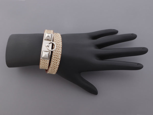 Hermès Ficelle Lizard Rivale Double Tour Bracelet