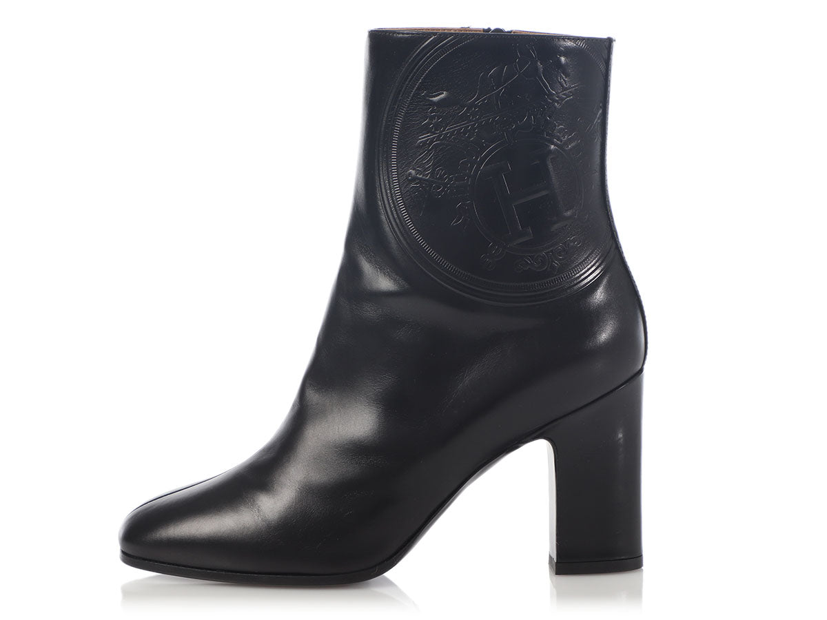 Hermès Black Nadia Ex-Libris Ankle Boots - Ann's Fabulous Closeouts