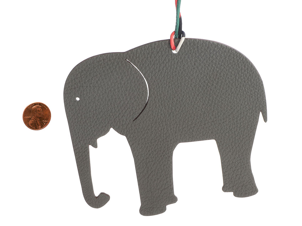 Hermès Large Green Epsom and Gray Togo Petit H Elephant Bag Charm