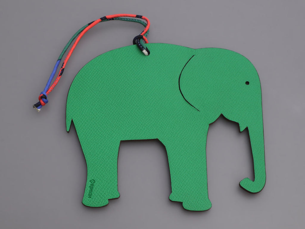 Hermès Large Green Epsom and Gray Togo Petit H Elephant Bag Charm