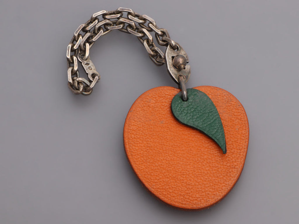 Hermès Orange Chèvre Key Ring/Bag Charm