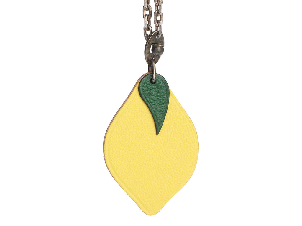 Hermès Yellow Chèvre Lemon Key Ring/Bag Charm