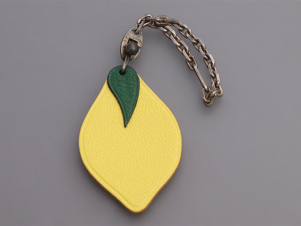 Hermès Yellow Chèvre Lemon Key Ring/Bag Charm