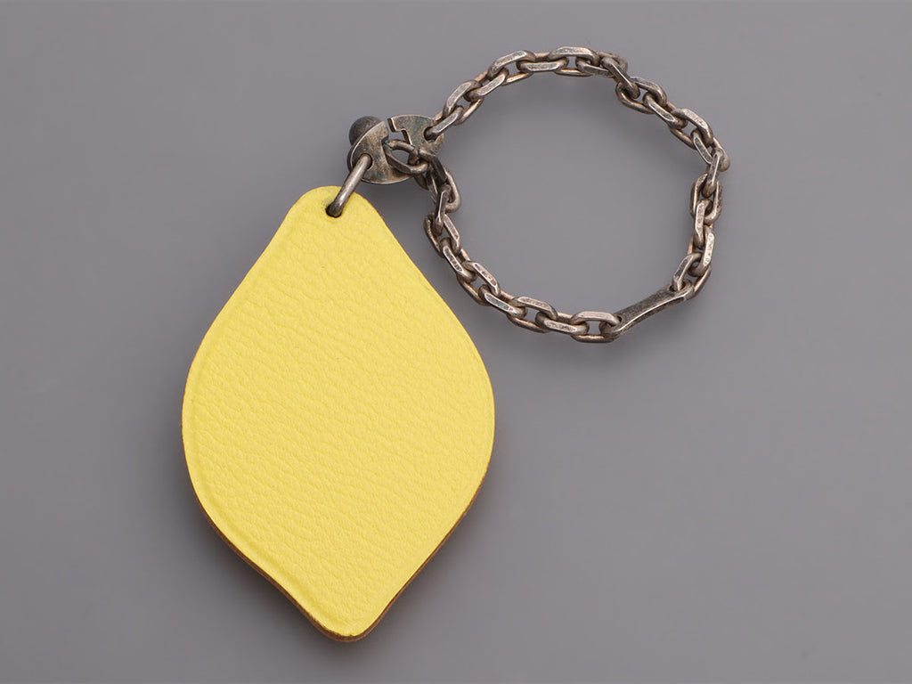 Hermès Yellow Chèvre Lemon Key Ring/Bag Charm