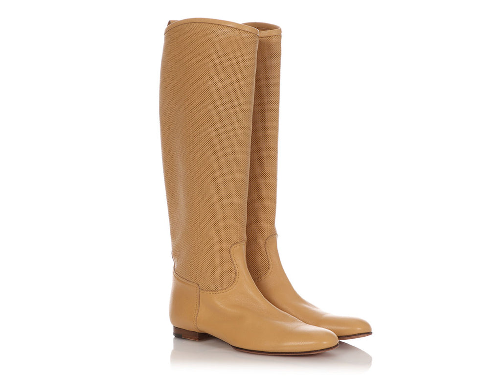 Hermès Natural Perforated Riding Boots