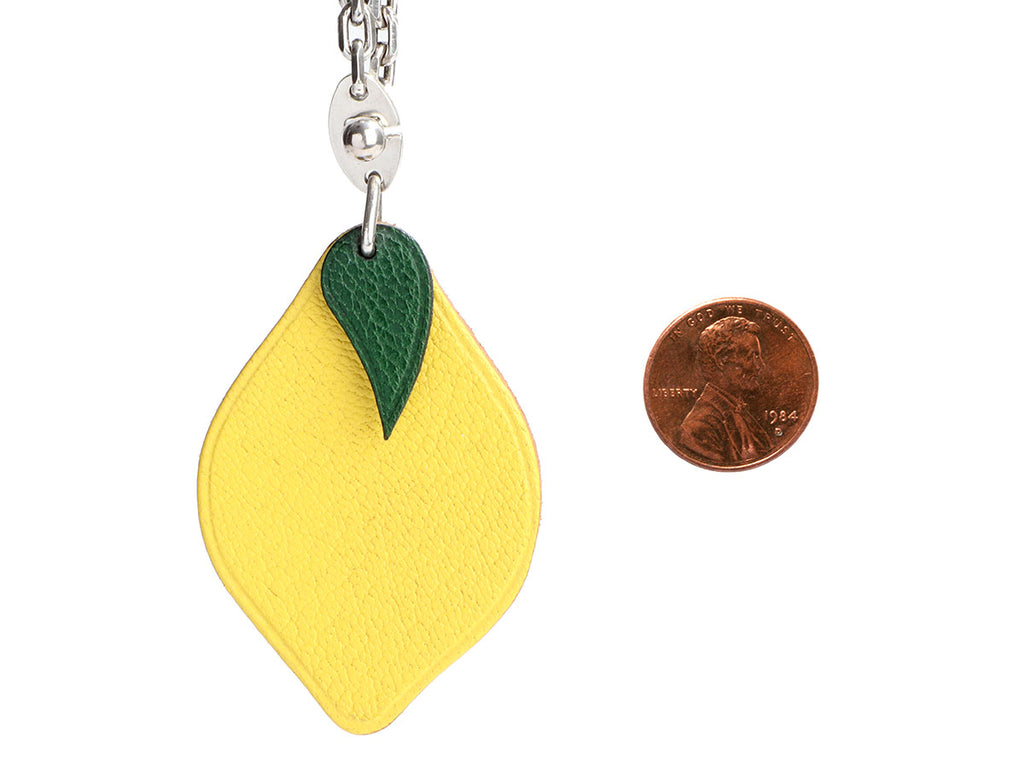 Hermès Yellow Chèvre Lemon Key Ring/Bag Charm