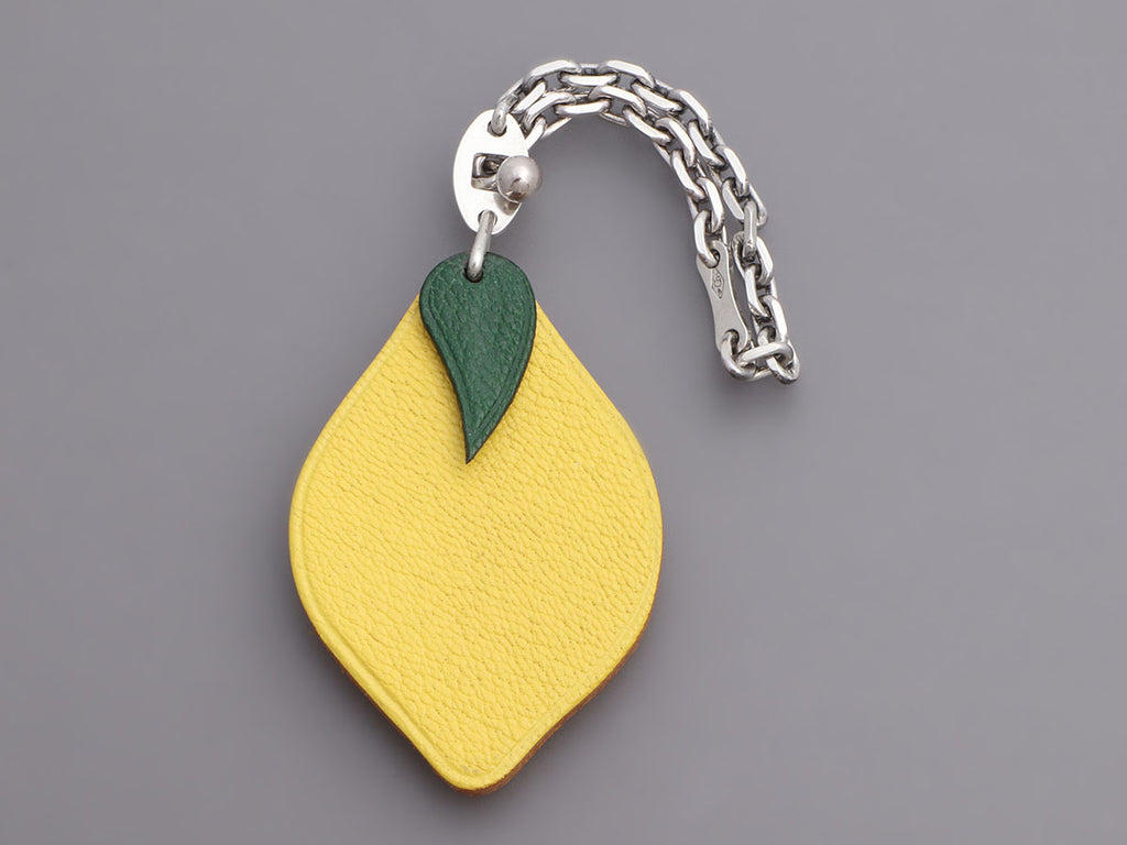 Hermès Yellow Chèvre Lemon Key Ring/Bag Charm