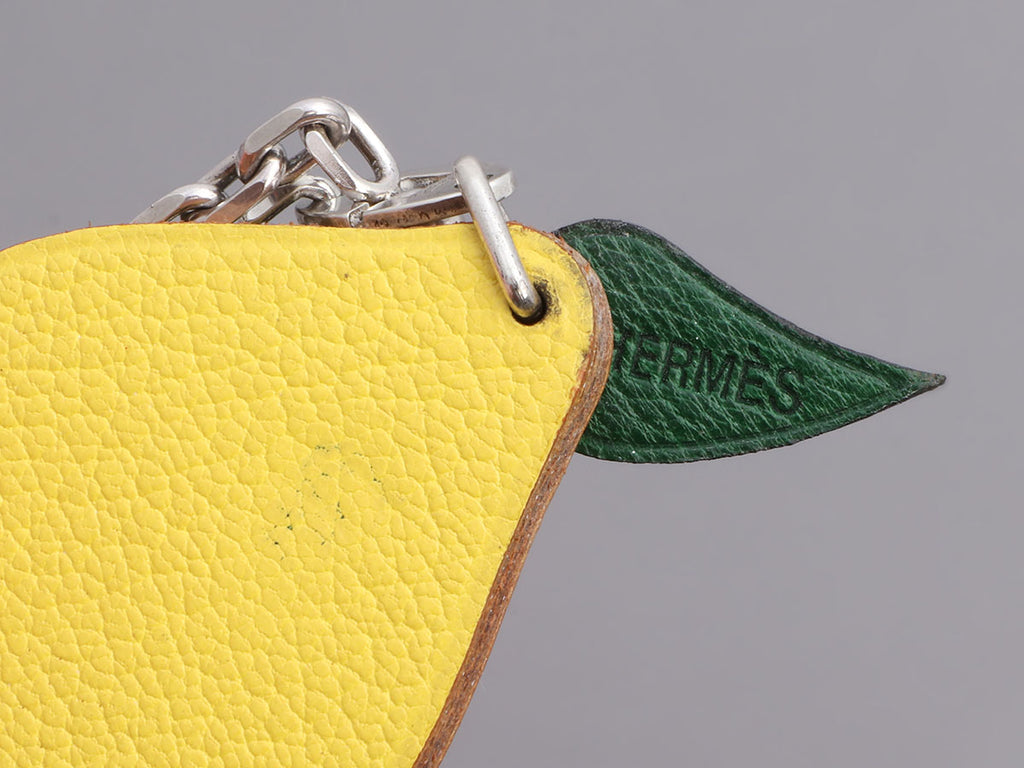 Hermès Yellow Chèvre Lemon Key Ring/Bag Charm