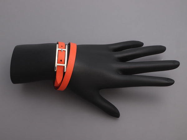 Hermès Rose Azalée and Orange Poppy Swift Behapi Double Tour Reversible Bracelet