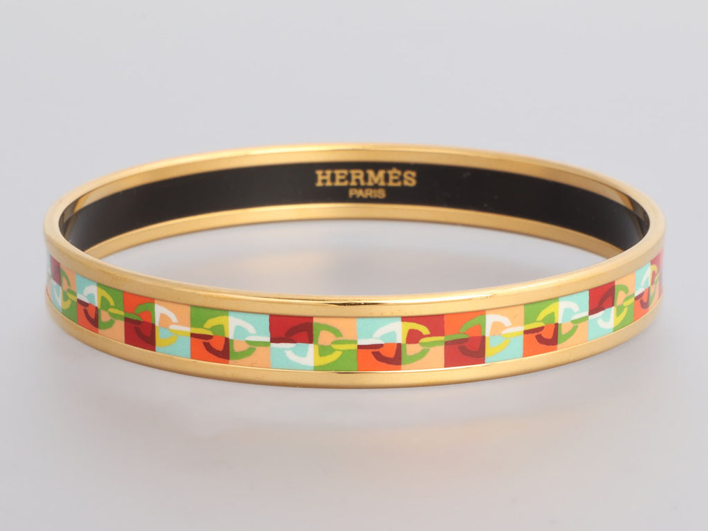 Hermès Narrow Optique Chaîne d'Ancre Enamel Bangle 65