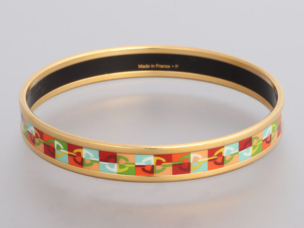 Hermès Narrow Optique Chaîne d'Ancre Enamel Bangle 65